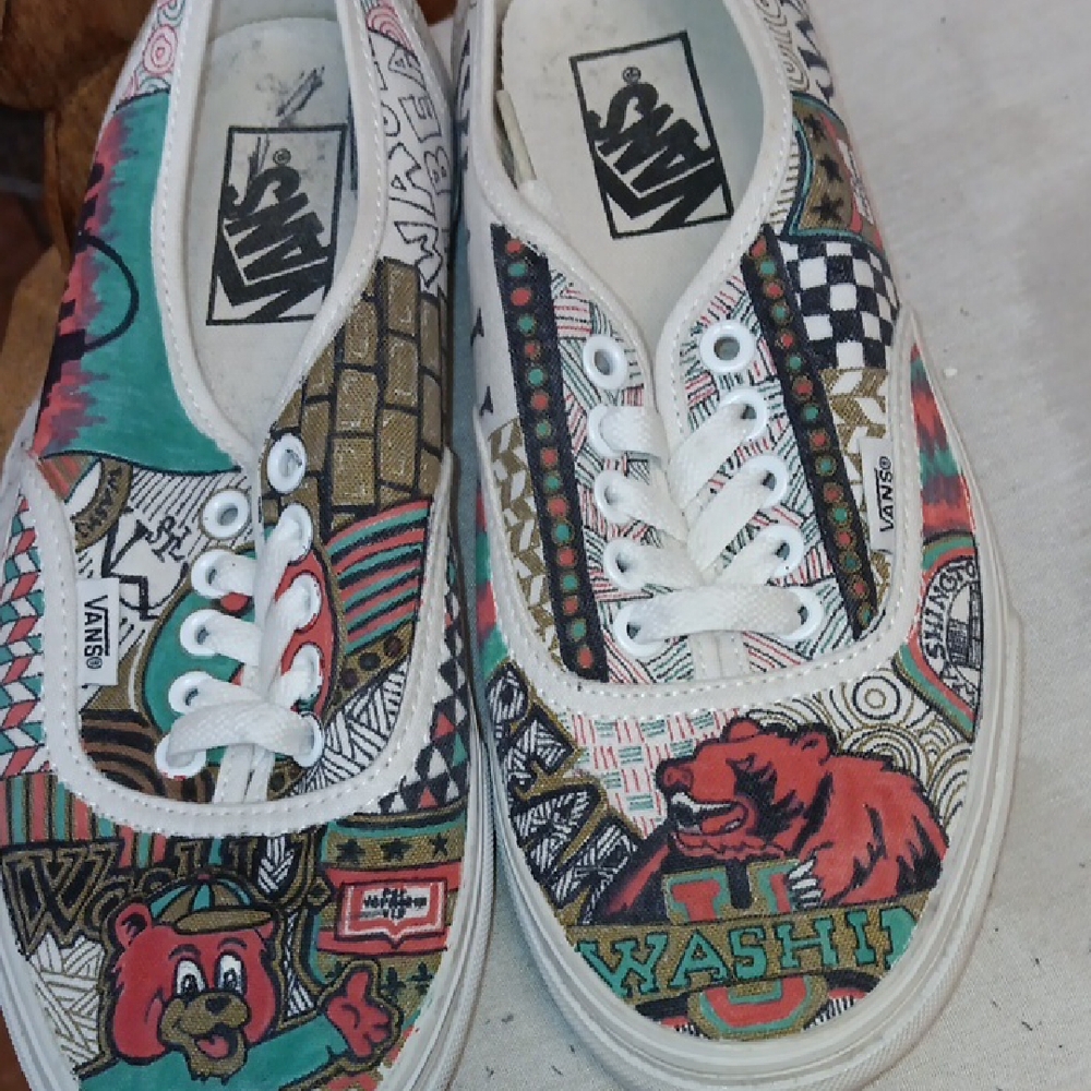 Vans Colorful Washington Bear Graphic Sneakers Size 8